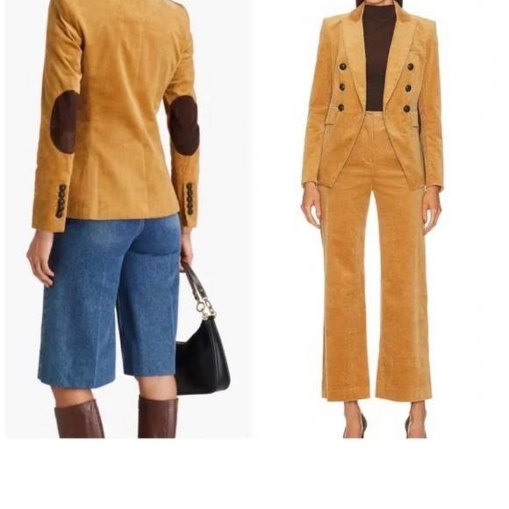 Veronica Beard Miller Dickey Chic Tan Corduroy Blazer with Elbow Patches-Size 10